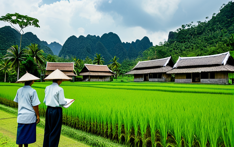 **
"A group of local villagers in Thailand, fully clothed in modest traditional attire, observing the sky and surrounding environment, taking notes on weather patterns. Lush green rice paddies and simple homes in the background. Safe for work, appropriate content, perfect anatomy, natural proportions, professional photography, family-friendly."
**