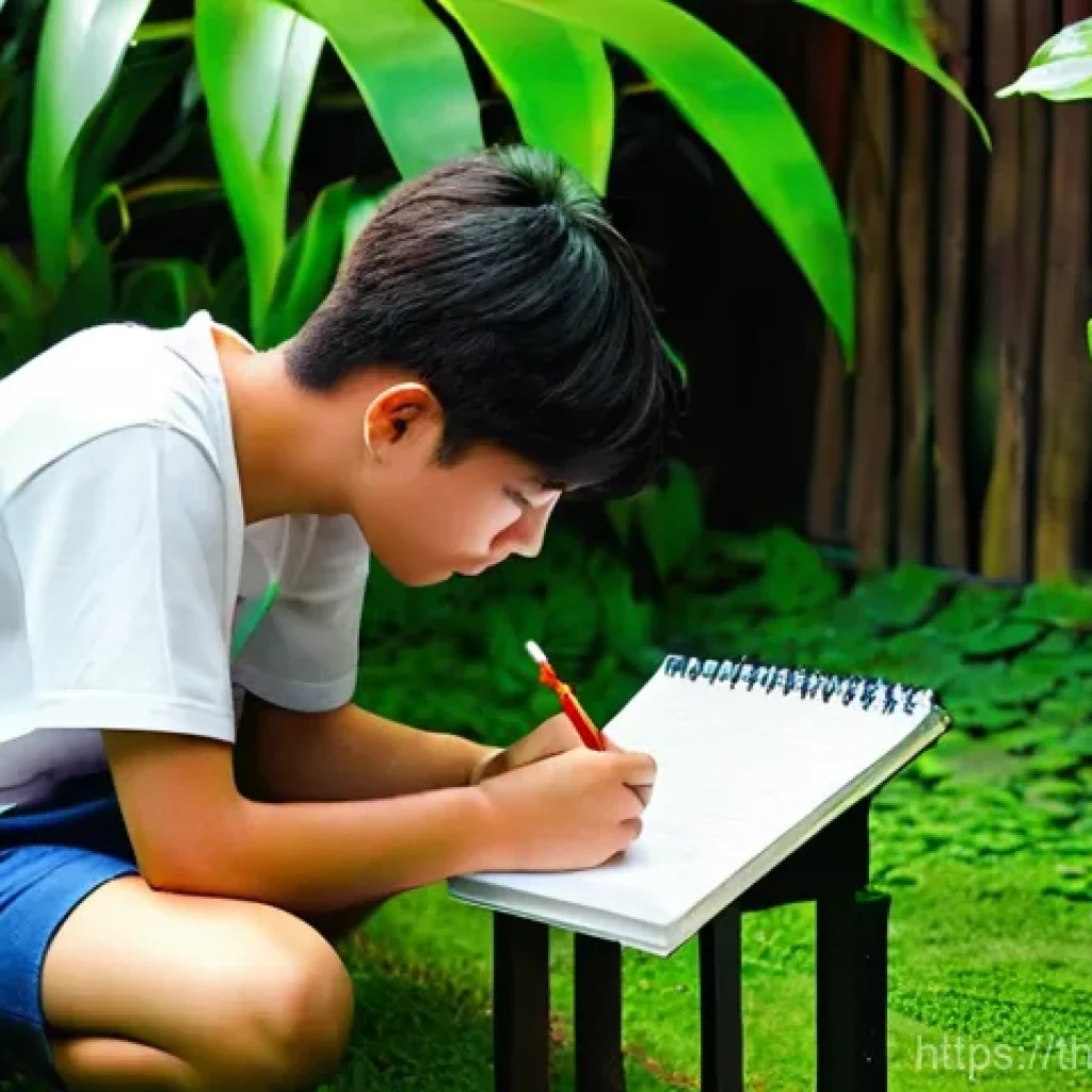 기후변화 관측 참여의 교육적 활용 - **Prompt 1: Focused Daily Observation**
    "A candid medium shot of a focused Thai teenager, approx...