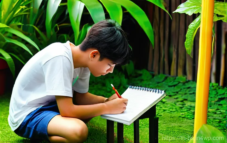 기후변화 관측 참여의 교육적 활용 - **Prompt 1: Focused Daily Observation**
"A candid medium shot of a focused Thai teenager, approx...
