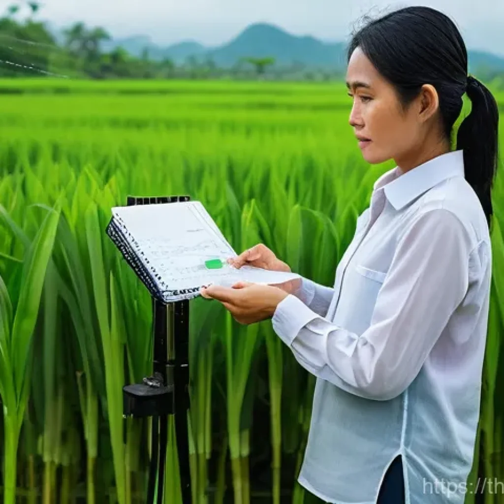 기후변화 시민 관측의 장기적 전망 - **Prompt:** A Thai woman in her late 30s, wearing a modest long-sleeved shirt and trousers, stands i...