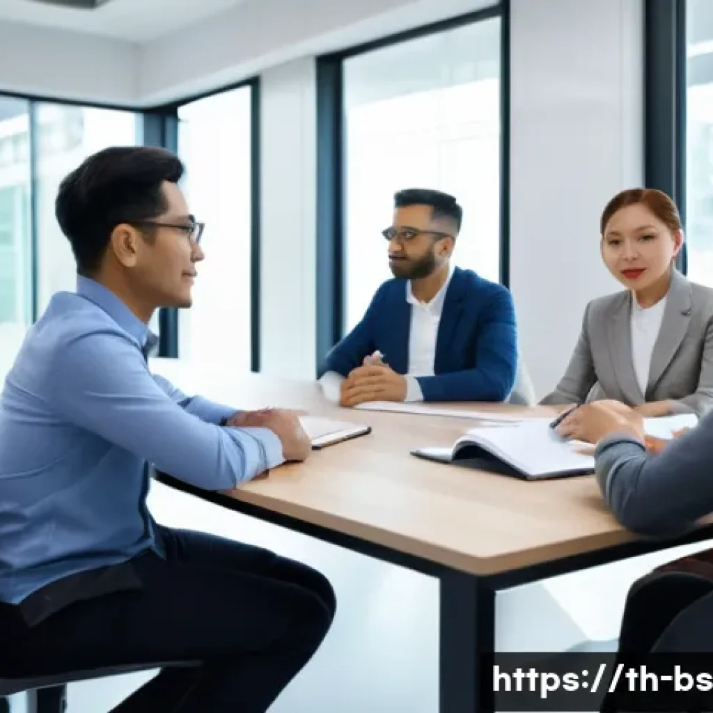 기후변화 관측 참여를 위한 갈등 관리 - A diverse group of professional observers sitting in a modern, bright meeting room in Bangkok, atten...