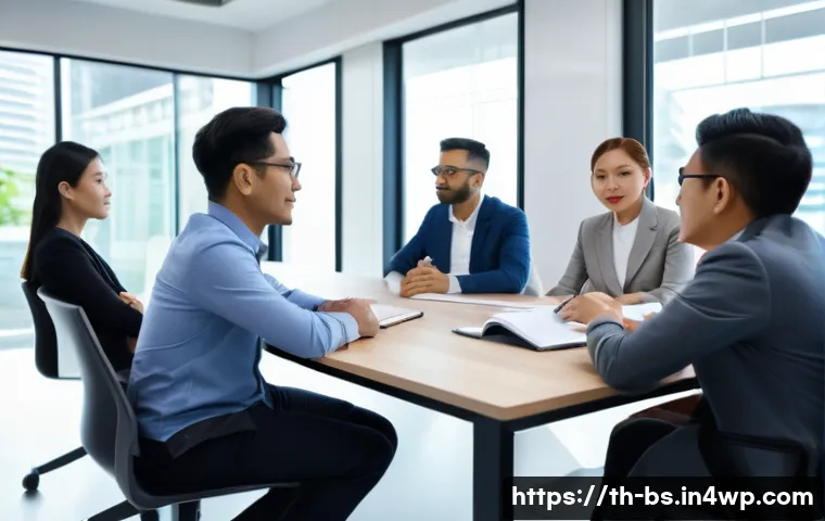 기후변화 관측 참여를 위한 갈등 관리 - A diverse group of professional observers sitting in a modern, bright meeting room in Bangkok, atten...