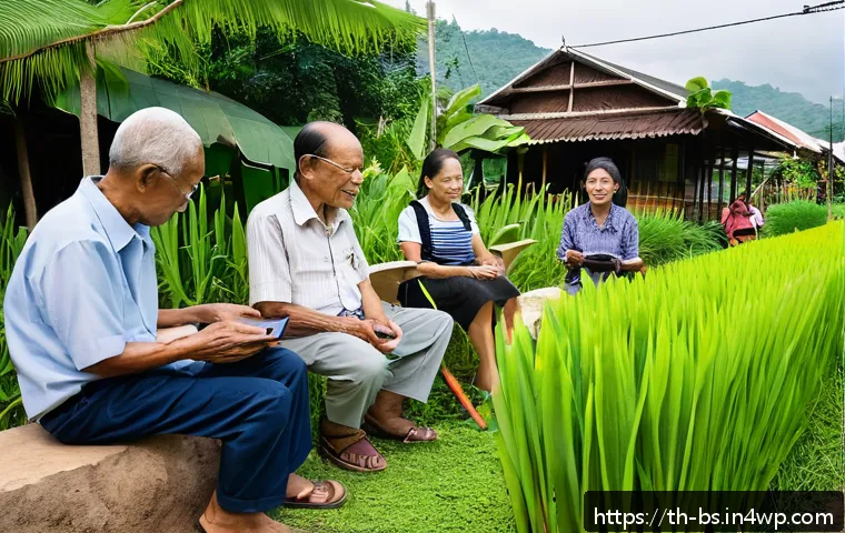 기후변화 관측을 위한 시민의 목소리 - A vibrant community scene in a Thai village where diverse groups of local people, including elderly ...